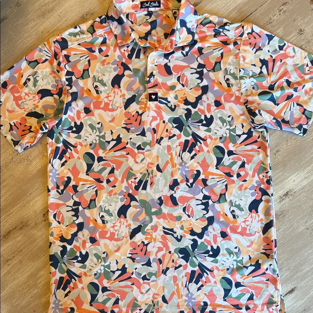 Bad Birdie Colorful Floral Polo Shirt